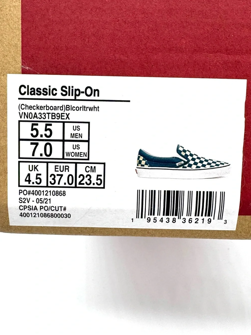 Women's Classic Slip-On Vans - Checkered Blue